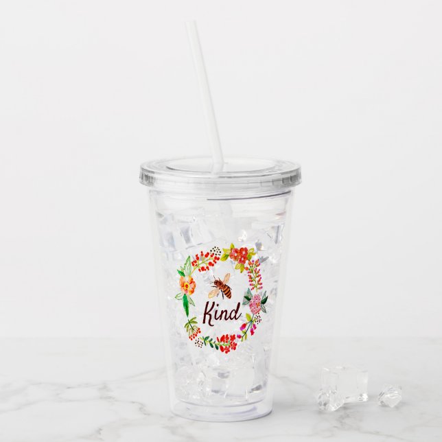 Vaso Acrílico Bee amable floral (Anverso (hielo))