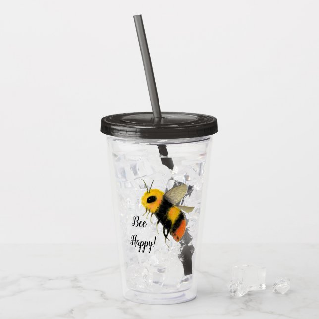 Vaso Acrílico Bee Happy Acrylic Tumbler (Anverso (hielo))