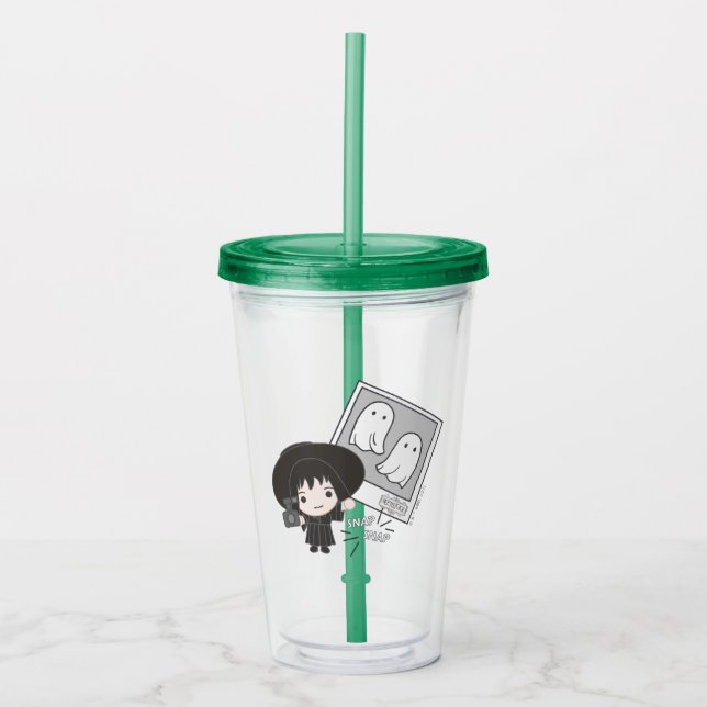 Vaso Acrílico Beetlejuice | Chibi Lydia Ghost Photography (Anverso)