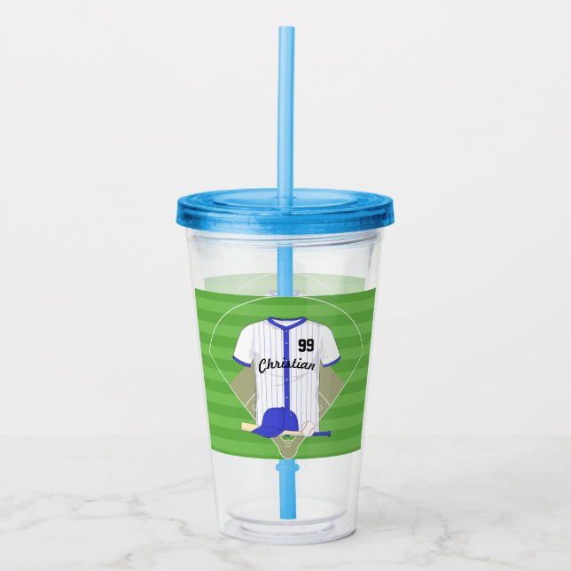 Vaso Acrílico Béisbol azul personalizado (Anverso)