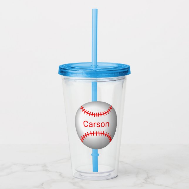 Vaso Acrílico Béisbol personalizado con tintas rojas (Anverso)