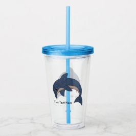 Vaso Acrílico Belly blanco azul oscuro saltar delfín espumoso