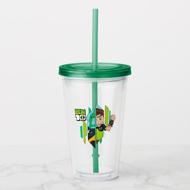 Vaso Acrílico Ben 10 Transformación del ADN de Diamondhead (Anverso)