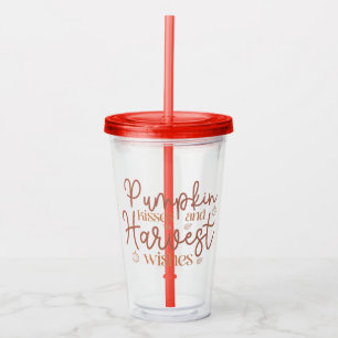 Vaso Acrílico Besos de calabaza y deseos de cosecha
