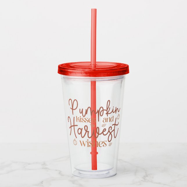 Vaso Acrílico Besos de calabaza y deseos de cosecha (Anverso)