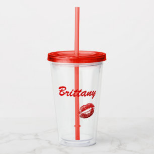 Vaso Acrílico Besos en rojo