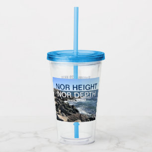 Vaso Acrílico Biblia inspiradora frente a olas del mar Azul