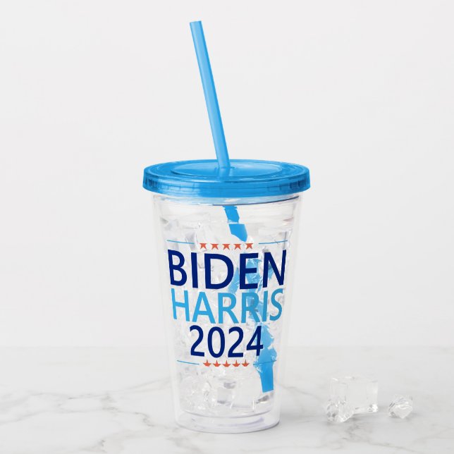 Vaso Acrílico Biden Harris 2024 por las elecciones presidenciale (Anverso (hielo))
