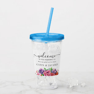 Vaso Acrílico Bienvenida de boda con letra elegante moderna