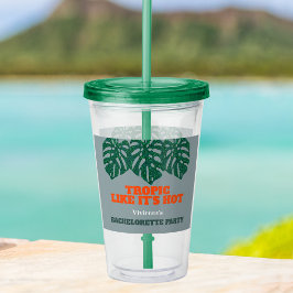Vaso Acrílico Bienvenida Monstera a la Fiesta Tropical de Bachel