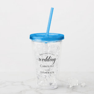 Vaso Acrílico Bienvenido a Nuestra Boda  Agregar Nombre 