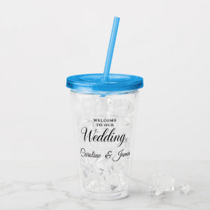 Vaso Acrílico Bienvenido a Nuestra Boda Agregar Nombre