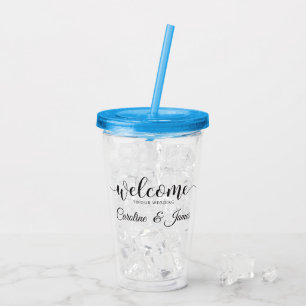 Vaso Acrílico Bienvenido a Nuestra Boda  Agregar Nombre 