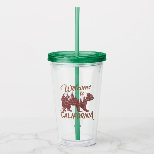 Vaso Acrílico Bienvenidos a California Bear Forest (Anverso)