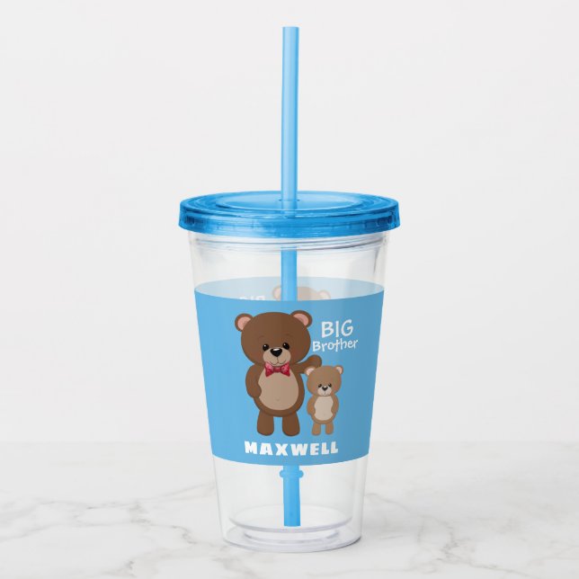 Vaso Acrílico BIG BROTHER Teddy Bear Name Blue (Anverso)