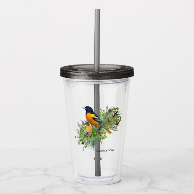 Vaso Acrílico Bird Tumbler Baltimore Oriole (Anverso)