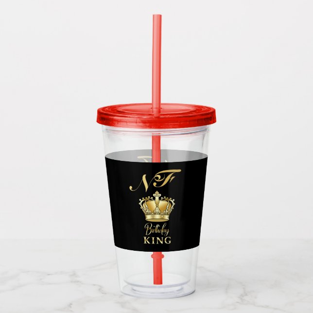 Vaso Acrílico Birthday King Gold Crown Royal Monogram Luxury (Anverso)