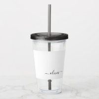 Black White Modern Script Girly Monograma Nombre