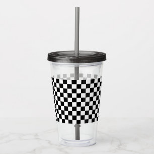 Vaso Acrílico Blanco y negro a cuadros