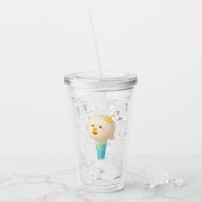 Vaso Acrílico Blue Lemon Float: Smiling Bichon Cotton Candy (Anverso (hielo))