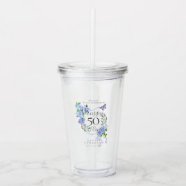 Vaso Acrílico Blue Rose Ribbon 50th Birthday