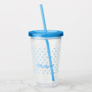 Vaso Acrílico Blue Stars Monogrammed Kids Boys Birthday Party
