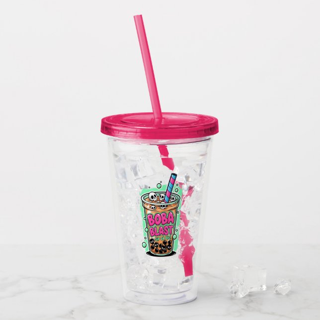Vaso Acrílico Boba Blast – Sip or Die! Acrylic Tumbler (Anverso (hielo))