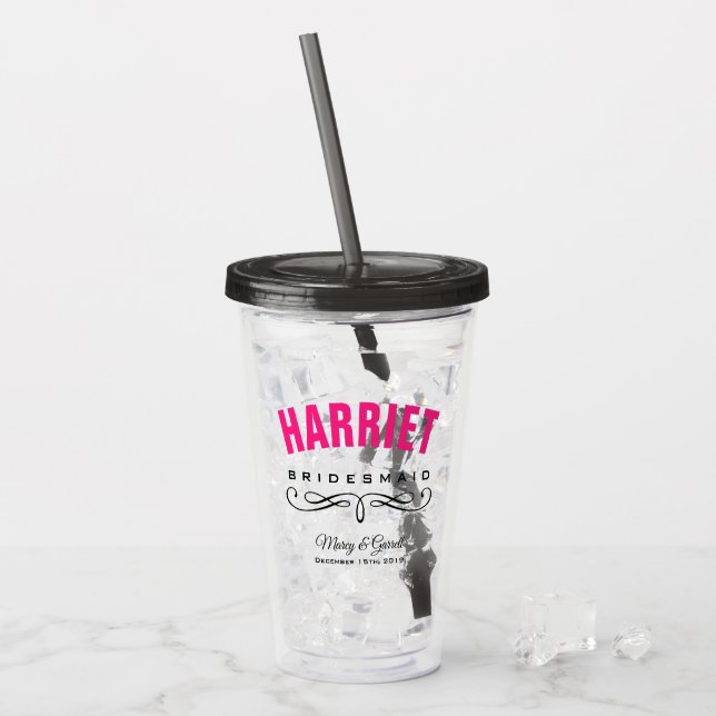 VASO ACRÍLICO BODA DE BRIDESMAID PERSONALIZADO (Anverso (hielo))