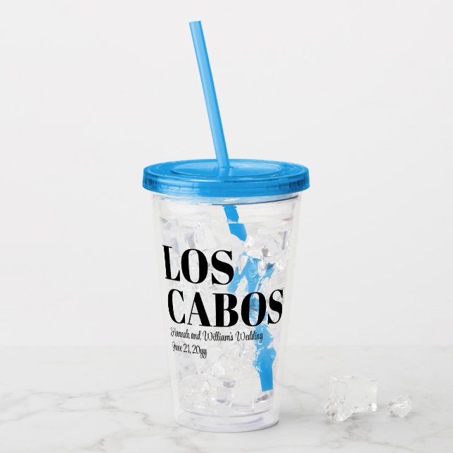 Vaso Acrílico Boda de destino personalizado Bienvenidos a Los Ca (Anverso (hielo))