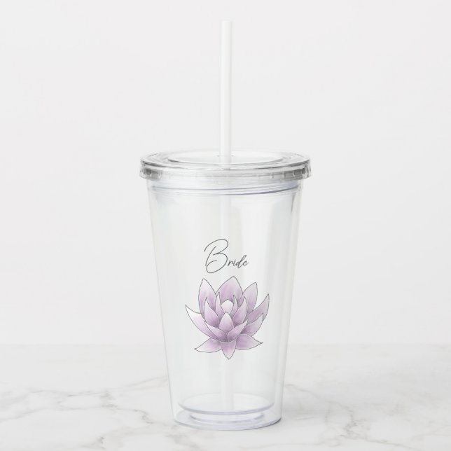 Vaso Acrílico Boda Día Rosa Lotus Novia (Anverso)