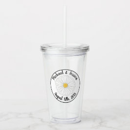 Vaso Acrílico Boda Floral Flor Flor de Daisy Amarillo Blanco