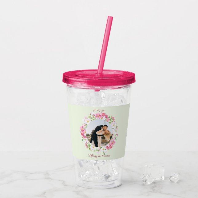 Vaso Acrílico Boda fotográfico personalizado con Personalizado B (Reverso (hielo))
