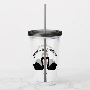 Vaso Acrílico Boda gótico besando a Personalizado de cisnes negr