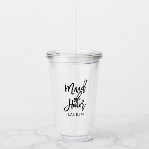 Vaso Acrílico Boda "Maid of Honor", guión de moda