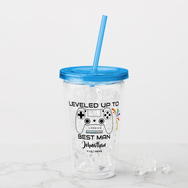 Vaso Acrílico Boda Mejor Hombre Anivelado Jugador (Reverso (hielo))