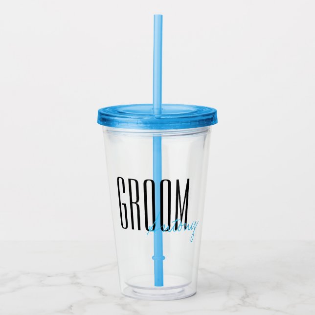 Vaso Acrílico Boda personalizado "Groom" de letras en negrita (Anverso)