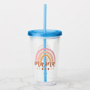 Vaso Acrílico Boho Rainbow Mama con las fases lunares