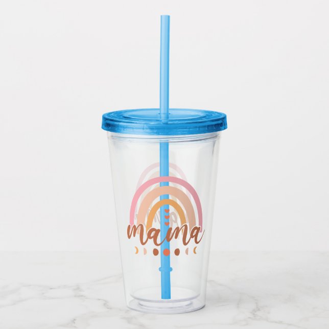 Vaso Acrílico Boho Rainbow Mama con las fases lunares (Anverso)