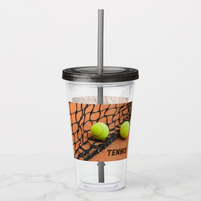 Vaso Acrílico Bolas de tenis de texto personalizado (Anverso)