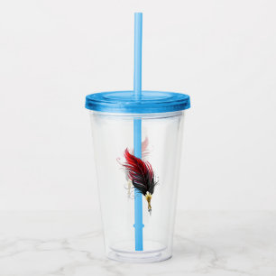 Vaso Acrílico Bolígrafo pluma roja con plumilla dorada