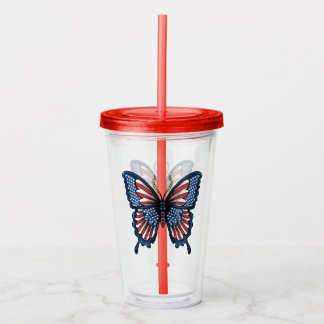 Vaso Acrílico Bolsa de compras de camiseta de mariposa americana