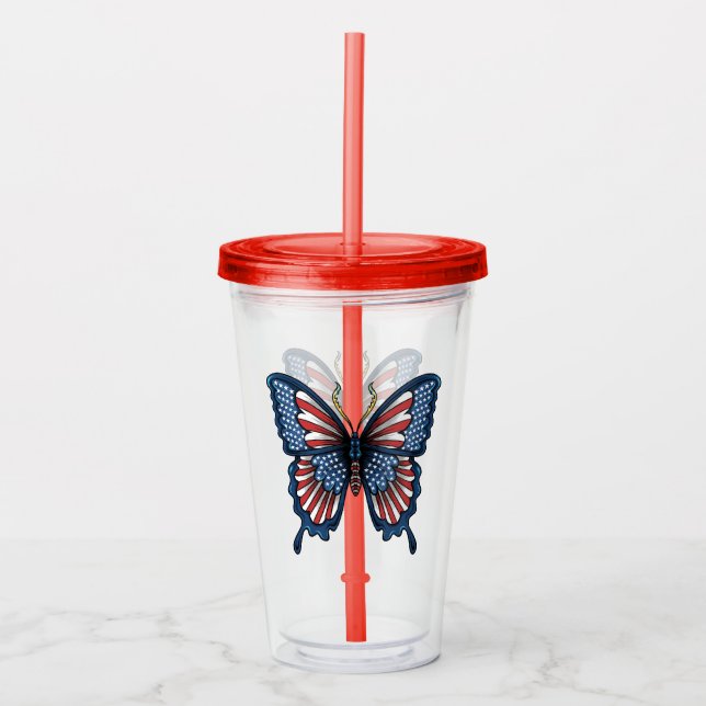 Vaso Acrílico Bolsa de compras para camisetas de mariposa estado (Anverso)