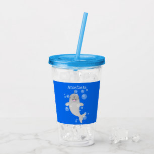 Vaso Acrílico Bombillas de narguile alegres, ilustracion persona