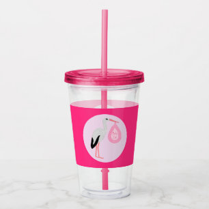 Vaso Acrílico Bonito Bebé Rosa Stork