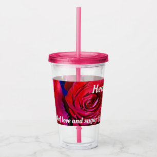 Vaso Acrílico Bonito Bunch De Rosas Rojas