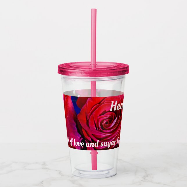 Vaso Acrílico Bonito Bunch De Rosas Rojas (Anverso)