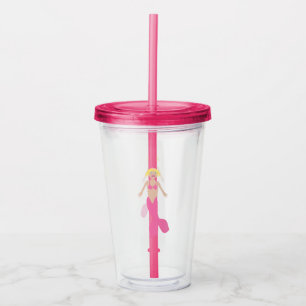 Vaso Acrílico Bonito Fantasía rosa Mermaid