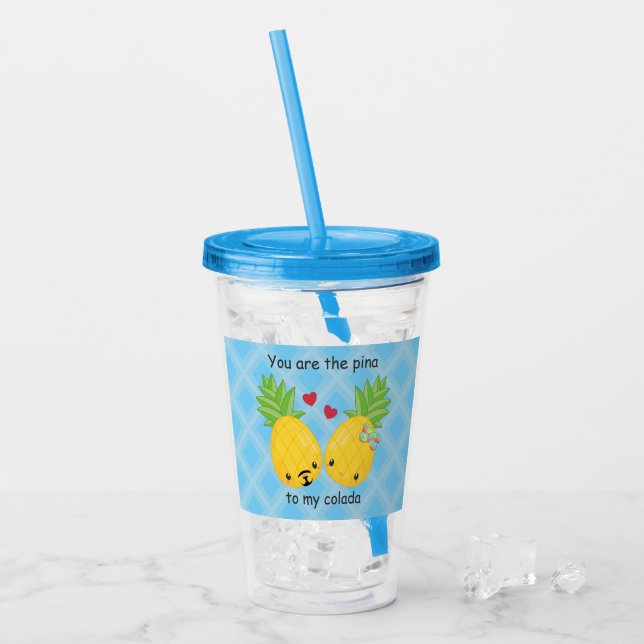 Vaso Acrílico Bonito piña tropical Pina colada romántica (Anverso (hielo))
