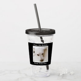 Vaso Acrílico Bonito Pouty Face Cute Perro 40 cumpleaños Negro