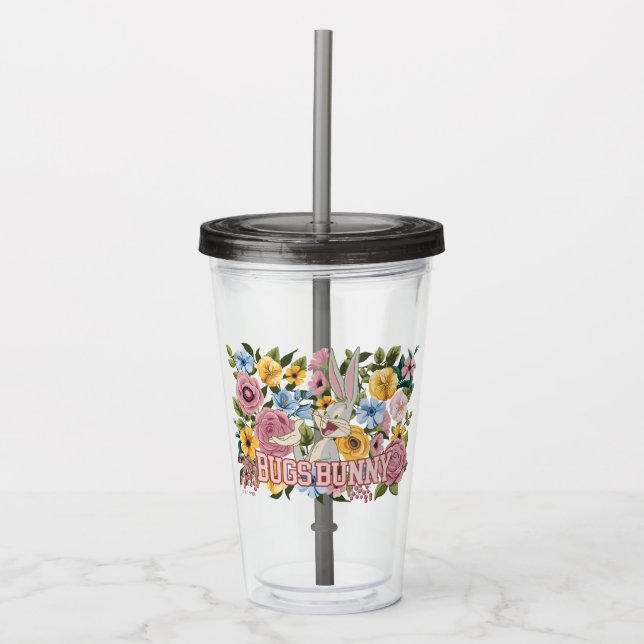 Vaso Acrílico Bordado Floral Gráfico de BUGS BUNNY™ (Anverso)